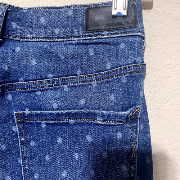 Express Size 2R Women's Jeans Denim Polka Dot Ankle Legging High-Rise Skinny - Picture 5 of 8